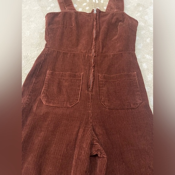 Free People ribbed chocolate brown overall jumpsuit women’s size 6 SOLD - Picture 4 of 10